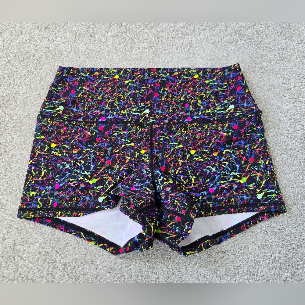Peachy Athletic Neon Splatter Paint Extra Peachy Athletic Shorts Sz Large
